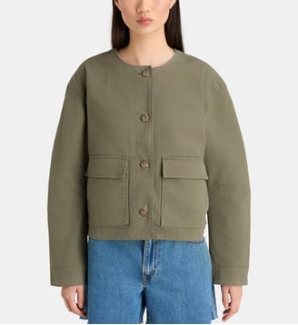 Veste droite courte coton canvas - Calvin Klein - Olive