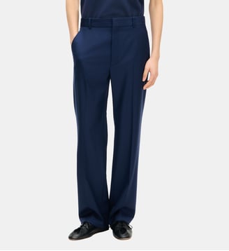 Pantalon droit en laine - Kenzo - Bleu et noir