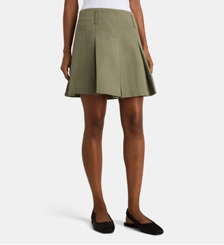 Jupe courte plissée coton canvas - Calvin Klein - Kaki
