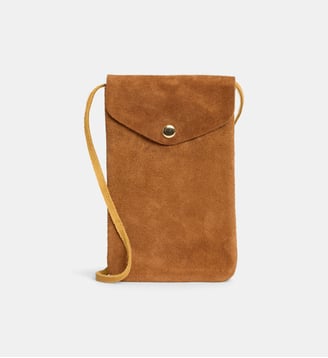 Etui téléphone cuir suédé - Les Cléias - Marron foncé