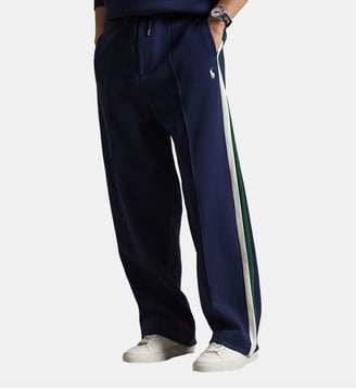 Jogging large à bandes en coton mélangé signature - Polo Ralph Lauren - Bleu marine