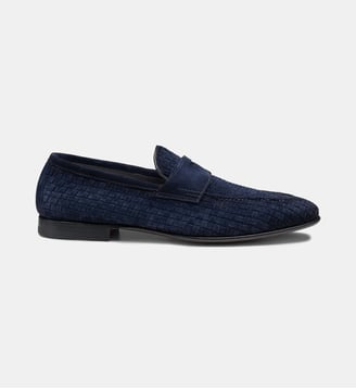 Mocassins Penny Carlo en daim - Santoni - Bleu