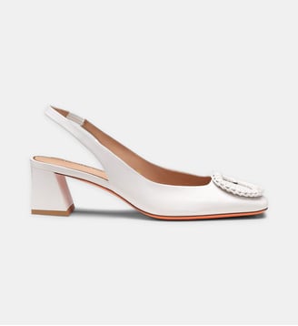 Escarpins sling back en cuir signature - Santoni - Blanc