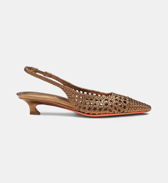 Escarpins sling back détails tressés - Santoni - Or