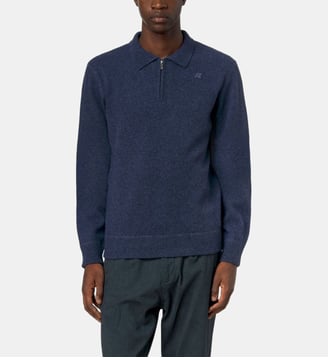 Pull col polo zippé Gleren - K-Way - Bleu