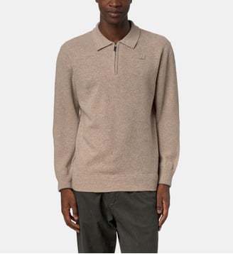 Pull col polo zippé Gleren - K-Way - Beige