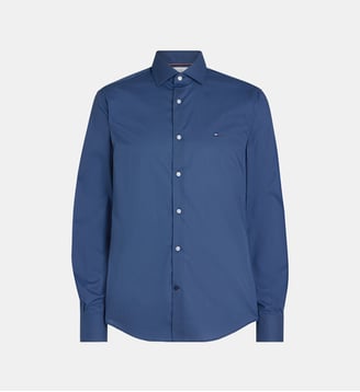 Chemise slim micro motifs coton stretch - Tommy Hilfiger - Bleu marine