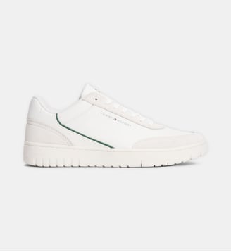 Baskets basses en cuir signature - Tommy Hilfiger - Écru et vert