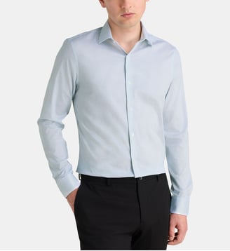 Chemise ajustée stretch à motifs en coton mélangé - Calvin Klein - Bleu clair