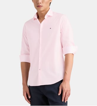 Chemise slim coton stretch - Tommy Hilfiger - Rose clair