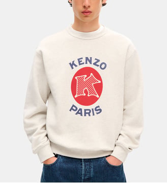 Sweat Paris Emblem droit en coton signature - Kenzo - Gris clair