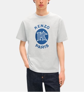T-shirt Paris Emblem droit en coton signature - Kenzo - Gris clair