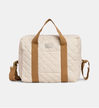 Sac à langer matelassé à rayures coton bio - CAMCAM COPENHAGEN - Écru et marron