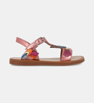 Sandales Plagette Colibri en cuir - Pom D'Api - Rose
