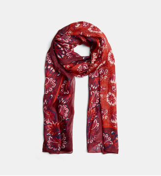 Foulard Lolina en soie à motif floral - Galeries Lafayette - Rouge