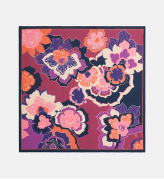 Carré Lysiane plissé à motif floral - Galeries Lafayette - Violet