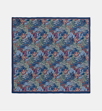 Carré Lavina plissé à motif floral - Galeries Lafayette - Bleu marine