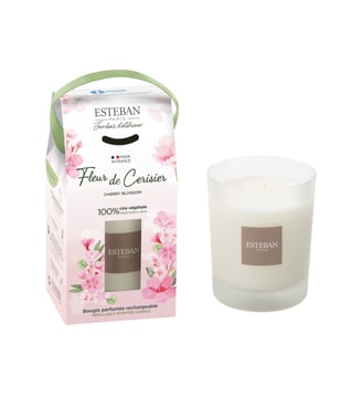 Fleur de Cerisier - Bougie parfumée rechargeable - Esteban Paris Parfums - Blanc