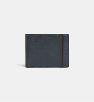 Porte-cartes Brutus 2 volets cuir grainé - Galeries Lafayette - Bleu marine