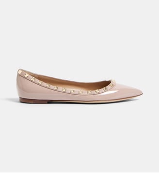 Ballerines Rockstud vernies en cuir - Valentino Garavani - Poudre