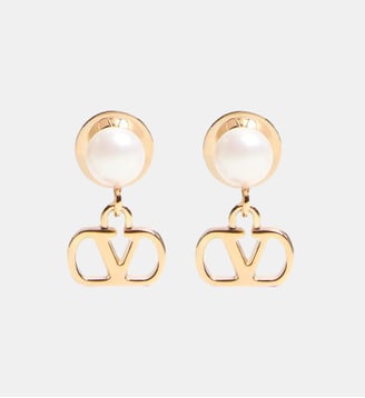 Boucles D’oreilles signature en métal perles - Valentino Garavani - Doré
