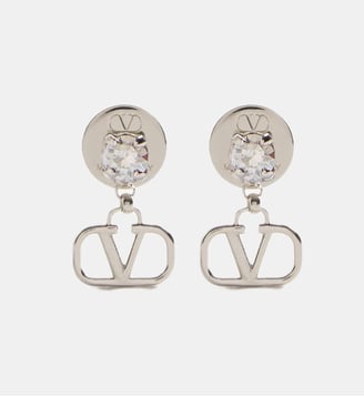 boucles d’oreilles signature en métal cristaux Swarovski - Valentino Garavani - Argent