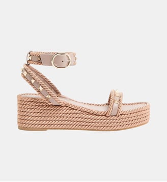 Sandales plateforme Rockstud en cuir - Valentino Garavani - Poudre