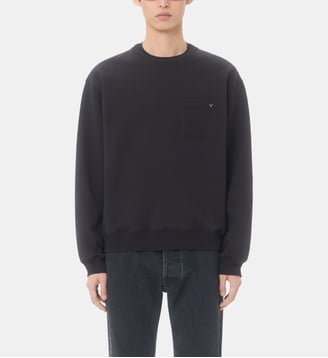 Sweat-Shirt droit en coton mélangé signature - Valentino Garavani - Nero