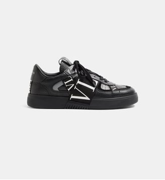 Baskets basses Vltn en cuir rubans signature - Valentino Garavani - Noir