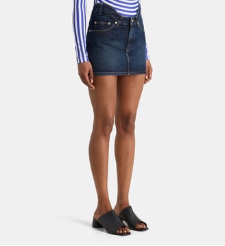 La Mini Jupe en Jean Cintrée curvy - Jean Paul Gaultier - Bleu denim