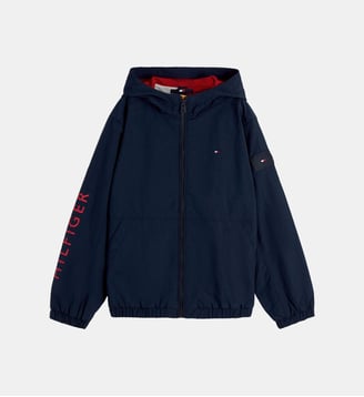Manteau droit zippé signature - Tommy Hilfiger - Marine