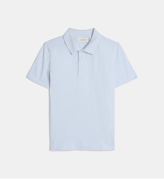 Polo droit monogramme en coton - Calvin Klein - Bleu ciel