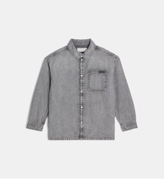 Chemise denim droite coton - Calvin Klein - Gris