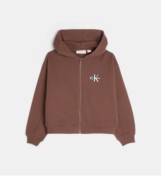 Sweat zippé à capuche coton - Calvin Klein - Chocolat