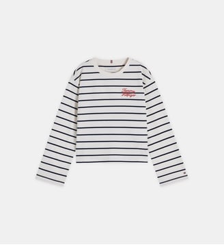 T-shirt droit à rayures - Tommy Hilfiger - Blanc et bleu