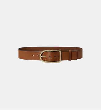 Ceinture en cuir à boucle incurvée signature - Polo Ralph Lauren - Camel