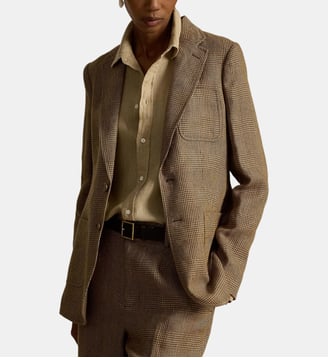 Blazer droit en lin prince-de-galles - Polo Ralph Lauren - Beige