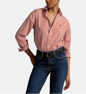Chemise droite en coton rayé signature - Polo Ralph Lauren - Rouge et blanc