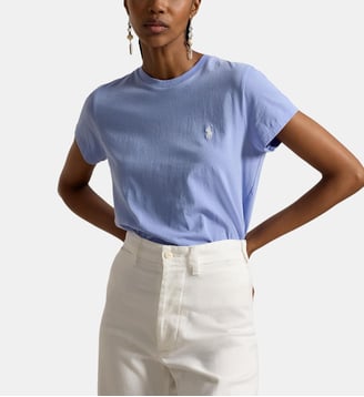 T-shirt droit col rond signature - Polo Ralph Lauren - Bleu