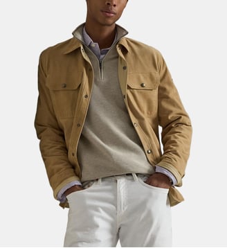 Pull demi-zippé en coton piqué - Polo Ralph Lauren - Gris brun