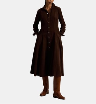 Robe chemise droite en coton velours - Polo Ralph Lauren - Dark brown