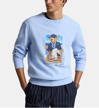 Sweat droit Polo Bear en coton mélangé signature - Polo Ralph Lauren - Bleu