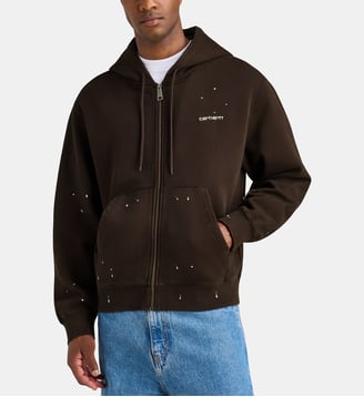 Hoodie droit Painter taches de peinture coton - Carhartt WIP - Chocolat