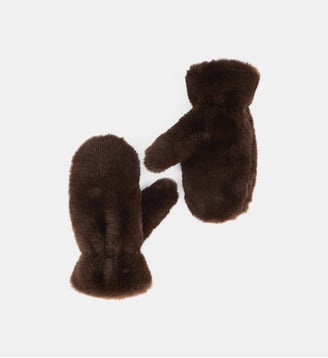 Moufles Hoda effet fourrure - Galeries Lafayette - Marron chocolat