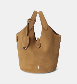 Petit cabas en daim avec bandoulière Polo Play - Polo Ralph Lauren - Caramel