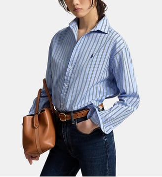 Chemise droite en coton rayé imprimé signature - Polo Ralph Lauren - Multi bleu