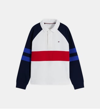 Pull polo droit signature - Tommy Hilfiger - Blanc et rouge