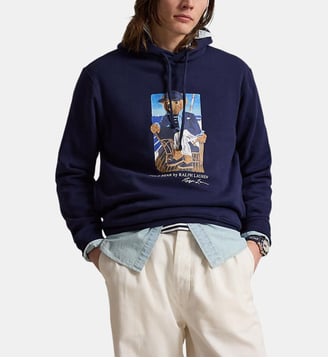 Sweat à capuche droit imprimé signature - Polo Ralph Lauren - Bleu