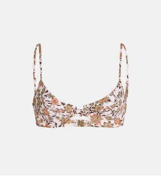 Haut de maillot de bain balconnet Lulu à fleurs - Juillet - Blanc et multicolore