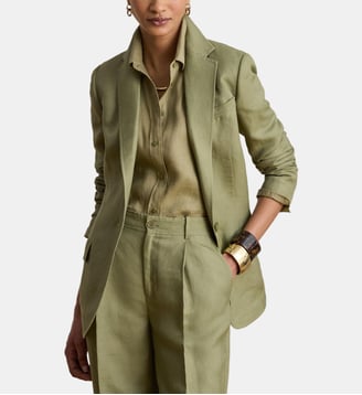 Blazer en sergé de lin mélangé - Lauren Ralph Lauren - Vert